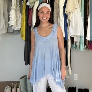 We The Free Light Blue Waffle Knit Tank